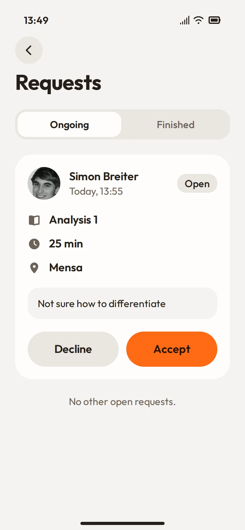 App screen: Requests
